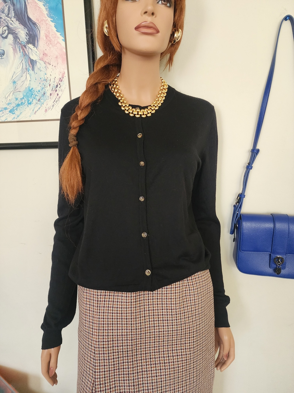 La Ligne Black Button-Front Cardigan